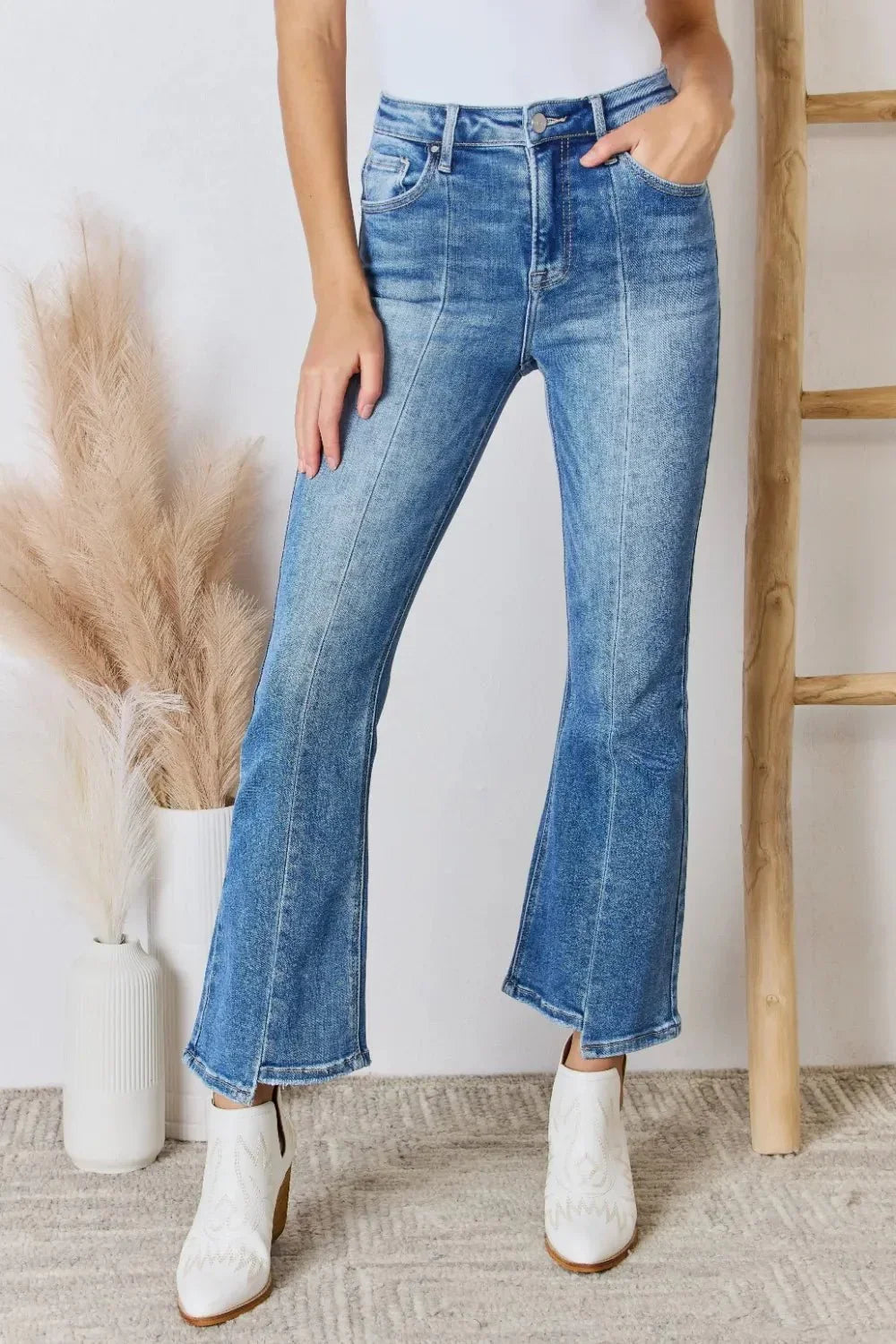 RISEN Full Size High Rise Ankle Flare Jeans - VILLA FASHION